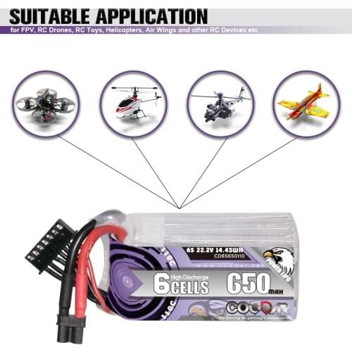 CODDAR 650mAh 22.2V 110C 6S Lipo Battery XT60/XT30 Plug For Lizard95 Torrent 110 FPV Racing Drone RC Quadcopter Parts
