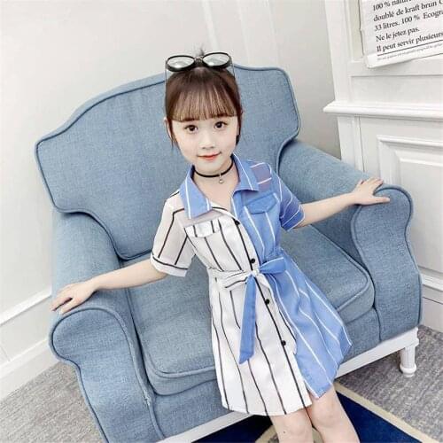 2020 Kids Baby Girl Outfit Clothe Stripeds T Shirt Dress+Belt Set Shirts Dress Clothes