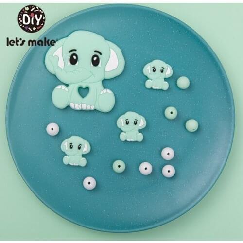 Lets Make 1PC BPA Free Elephant Teething Silicone Elephants Necklaces BPA Free Baby Teether Silicone Teether Toy For Kids