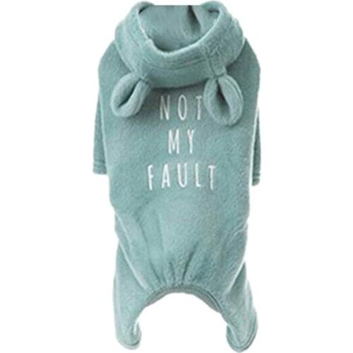 Bulldog Custom-Clothing Blue Soft-Cotton Dog Pajamas, Dog Jumpsuit, Dog Rabbit-Ear Hoodies for French Bulldog/English Bulldog/Am