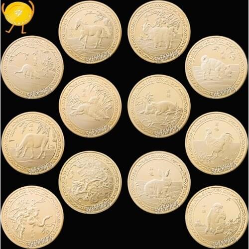 Chinese Zodiac Commemorative Coin Culture Art Coins Collectibles Lucky Animal Challenge Coin Home Decorations New Years Gift