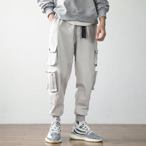 Multi-pocket bib overall men jogger army green high street cargo casual pants loose streetwear fashion hip hop trousers mens