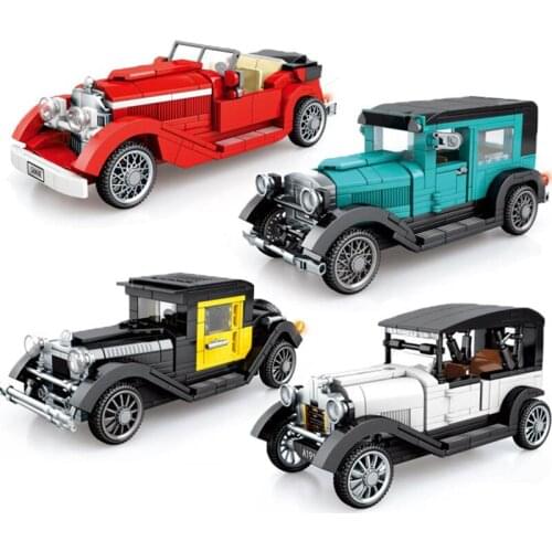 Pull-Back Vintage Car Extreme Speed Super Racing Convertible Building Blocks Model Bricks Classic For Children Expert