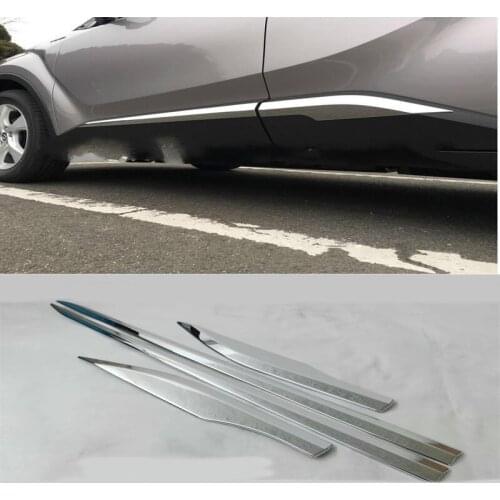 KOUVI FIT FOR TOYOTA CHR C-HR 2017 CHROME SIDE DOOR BODY MOLDING TRIM COVER LINE GARNISH PROTECTOR ACCESSORIES 4PCS/SET