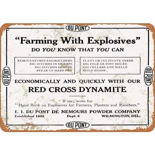 Red Cross Dynamite Farming Explosives Tin Wall Sign Metal Plaque Poster Warning Sign Iron Painting Art Decor for Bar