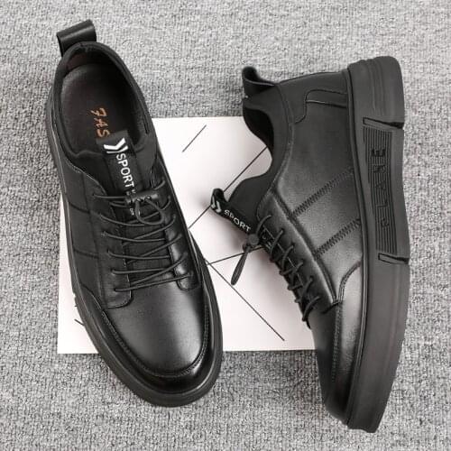 2021 5cm Elevator Leather Shoes Men Casual Sneakers Misalwa White Black Stylish Lift Shoes Height Increase