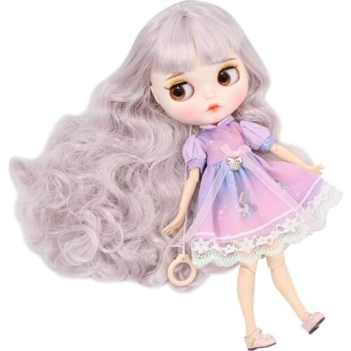 ICY DBS Blyth Doll white skin joint body New matte face fantasy purple mixed color curly hair DIY sd gift toy