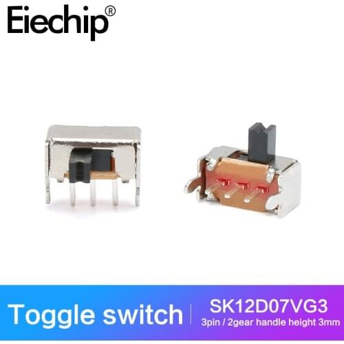 20pcs/lot SK12D07VG3 Interruptor ON/OFF Mini Slide Switch 1P2T SK-12D07 3MM Handle Position Switches horizontal power supply
