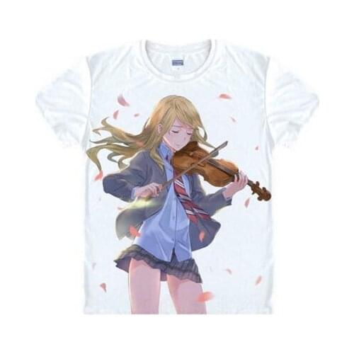 Anime Your Lie in April t-shirt Fashion Miyazono Kaori Arima Kousei Men t-shirt milk silk Loose Short-sleeve Tees tops