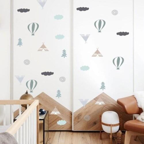 Cartoon Hot Air Balloon Small Tree Wall Stickers Living Room Porch Home Decor Wallpaper for Kids Rooms Bedroom Furniture Decals
