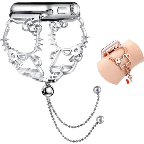 Cartoon Watch Strap for Apple Watch 5 4 3 2 1 38 42MM Bands steel Watchband Strap cat wirst loop for Iwatch series 5 4 40mm 44mm