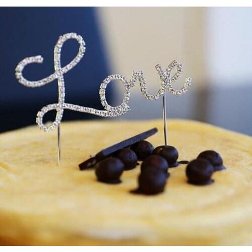 Love Letter Rhinestone Wedding Birthday Party Anniversary Cake Topper Party Supplies Cake Accessory Decoration Dinner Decor plug