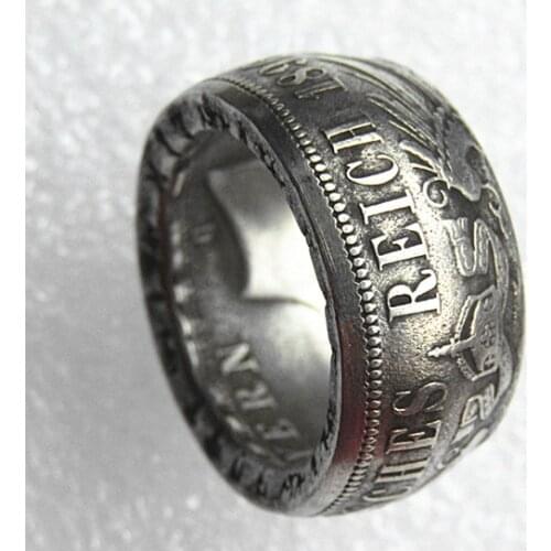 Germany Silver Coin Ring 5 MARK Bavaria 1896 Silver Plated Handmade In Sizes 8-16