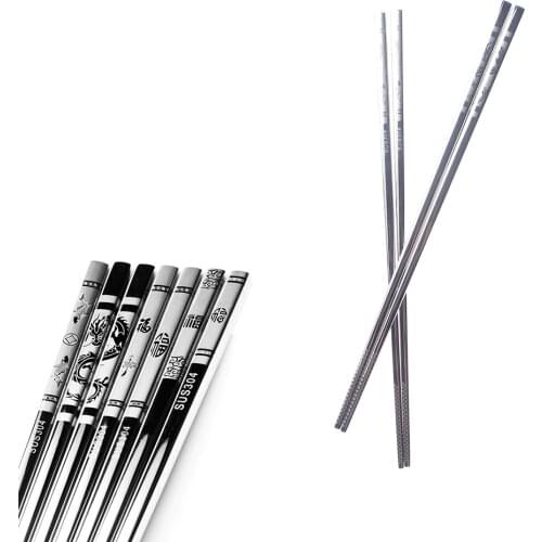 Stainless Steel Chinese Dragon Anti Skid Chopsticks Sushi Metal Chinese Long Healthy Food Chopsticks Tableware Chinese Gifts