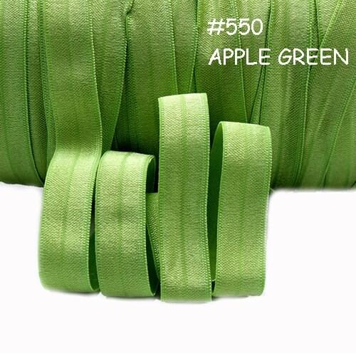 Nylon elastic 100 yards per lot, #550 apple green elastic with fold over fold over elastic