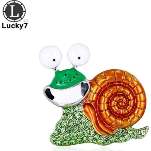 New Animal Brooch Alloy Diamond-studded Smile Exaggerated Cartoon Snail Suit Corsage Clothing Accessories Pin