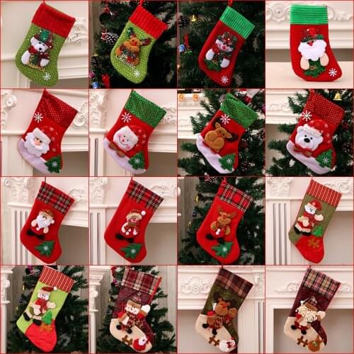 New Year Christmas Stocking Red Santa Sock Sack Xmas Gift Candy Bag Noel Christmas Tree Decorations for Home Natal Navidad Sock