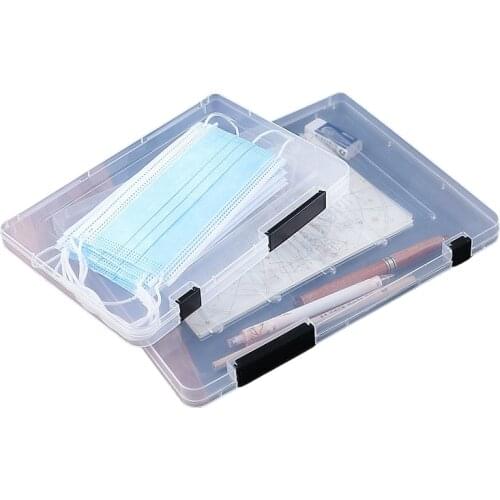 Clear Portable Project Case File Paper Storage Box Documents Magazines Paper Protector Office School Supply Desktop Organizer