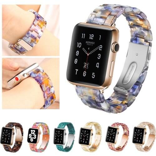Resin Watch Band For Apple Watch 6 5 4 3 2 44mm 40mm transparent strap Bracelet For iWatch Band Series 6 5 4 3 38mm 42mm
