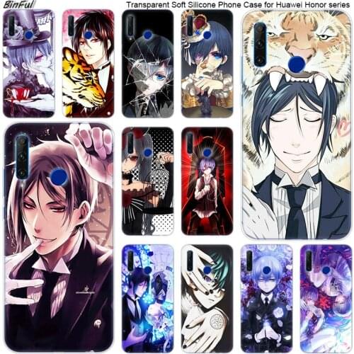 Anime Black Butler and a cat Silicone Phone Case for Huawei Honor 20 20i 10 9 8 Lite 8X 8C 8A 8S 7S 7A Pro View 20 Fashion Cover