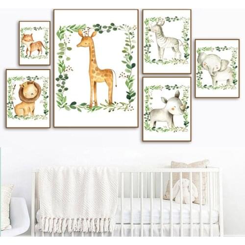 Elephant Fox Giraffe Lion Zebra Nursery Wall Art Canvas Painting Nordic Posters And Prints Wall Pictures Baby Kids Room Decor