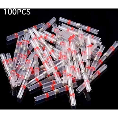 100pcs Solder Seal Wire Connectors electricos Waterproof Heat Shrink Butt Connectors Wire Terminals Insulated