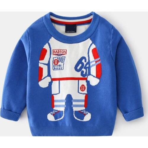 Toddler Kid Baby Boys Sweater Autumn Winter Warm Clothes Astronaut Print Knitted Top Sweet Knitwear Children Sweater