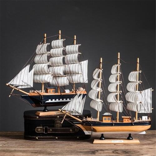 Creative Desktop Decoration Wooden Sailboat Simple Decoration Pirate Ship Model Cabinet Living Room Decoration Housewarming Gift