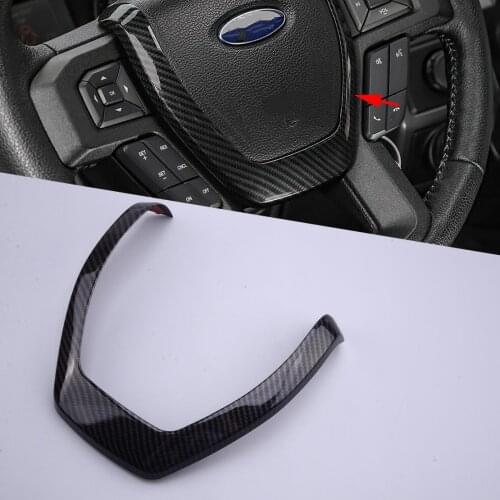 Carbon Fiber Style Black Steering Wheel Panel Moulding Frame Cover Trim Moulding ABS Fit for Ford F150 2015 2016 2017 2018 2019