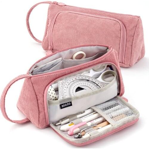 Corduroy Cute Pencil Case Macaron Colors Pencilcase Pencil Bags Make Up Pen Storage Bag School Supplies for Girls Stationery