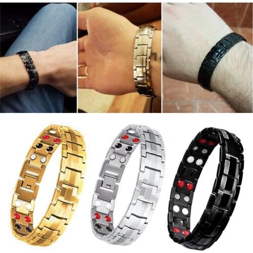 Weight Loss Black Bracelet Men Hand Chain Energy Health Germanium Magnetic Bracelet Men Stainless Steel Bracelets For Women