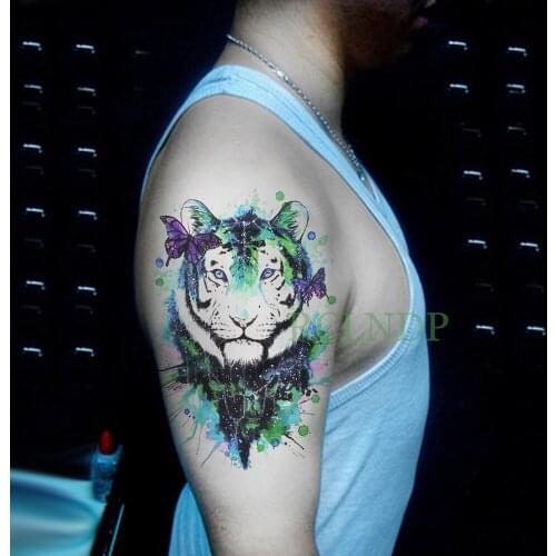 Waterproof Temporary Tattoo Sticker Tiger butterfly Oil Painting Fake Tatto Flash Tatoo Large size tattoos for Women Men girl