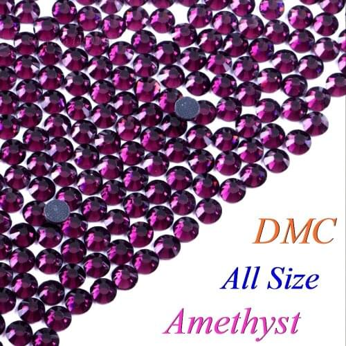 All Size! Amethyst, DMC Hotfix Rhinestone SS6 SS10 SS16 SS20 SS30 Glass Crystals Stones Hot Fix Iron-On FlatBack With Glue