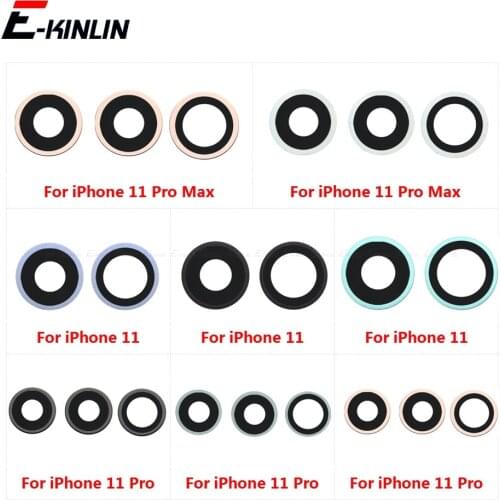 Back Rear Camera Glass Lens Ring Cover For iPhone 11 11 Pro Max With Frame Holder Replacement Parts