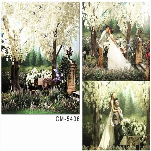 Green Natural Photography Background 200*300cm White Flowers Tree Photography Backdrops for Photo Studio Wedding Background