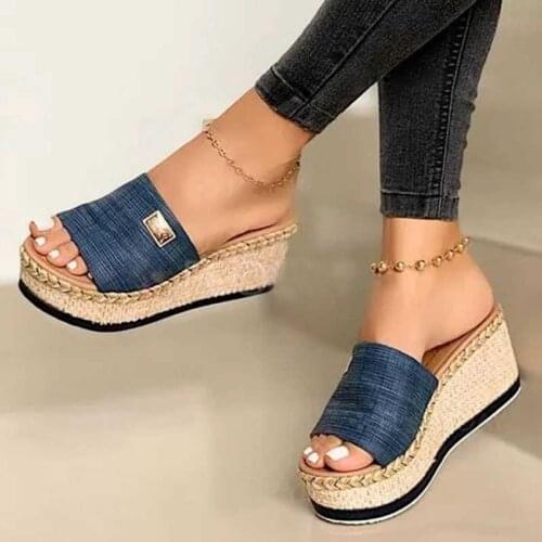 Womens High Heels Sandal Thick Bottom Casual Shoes Ladies Leisure Summer Wedges Sandals Woman Shoes Women Platform Mules Slipper