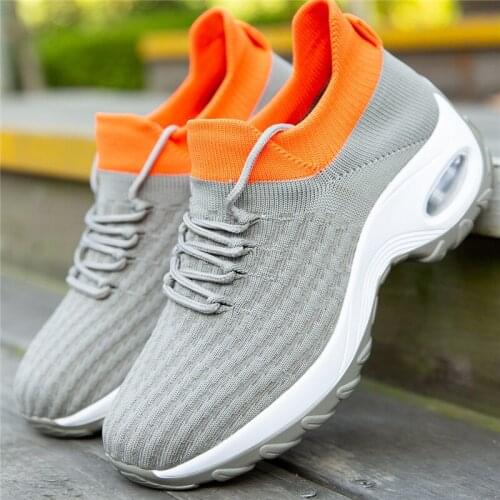 Damyuan Womens Flats Women Sock Sneakers Knitted Vulcanized Flat Shoes Women Slip on Light Breathable Air Cushion Ladies