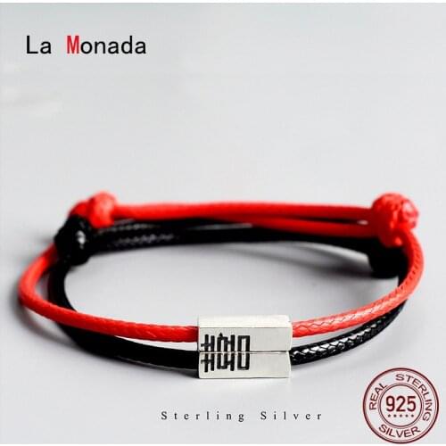 La Monada Wedding Red Thread For Hand 925 Sterling Silver Bracelet Red Thread String Rope Bracelets For Women Silver 925 Couple