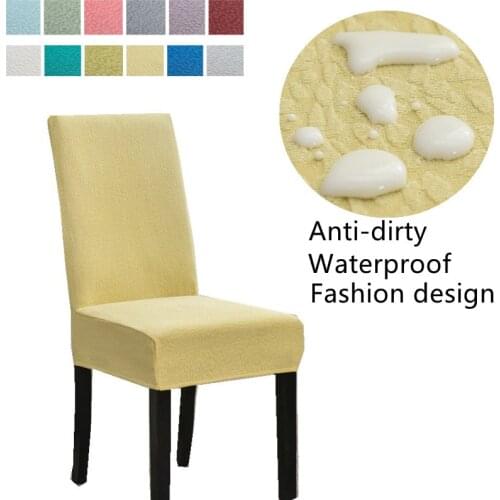 Waterproof 1/2/4/6 Pc Elastic Chair Cover Solid Color Spandex Kitchen Dining Room Banquet Wedding chair protector