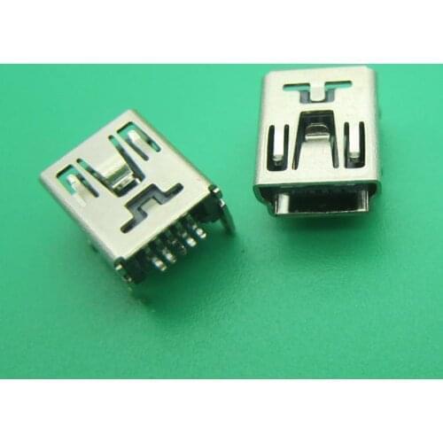 100Pcs Mini USB Type B 5-Pin Female Socket Right Angle DIP Jack Connector
