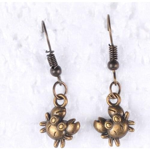 11*12MM Antique bronze vintage ancient crab earrings for women earing metal alloy drop dangle earring jewelry fashion
