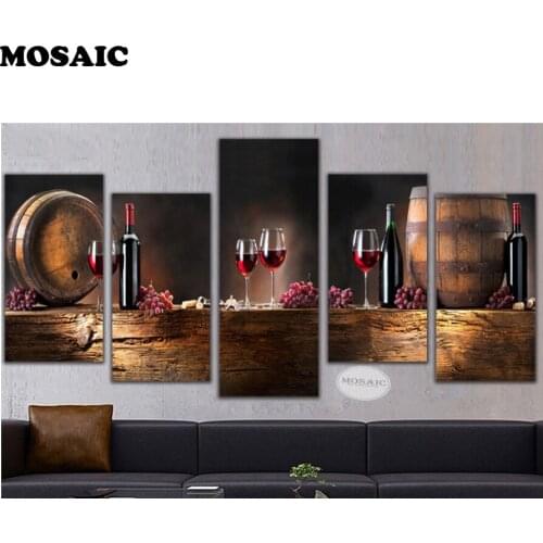 5pcs/set Diamond Embroidery,5D DIY Diamond Painting Fruit Grapes and Peaches Diamond Painting Cross Stitch Rhinestone Mosaic