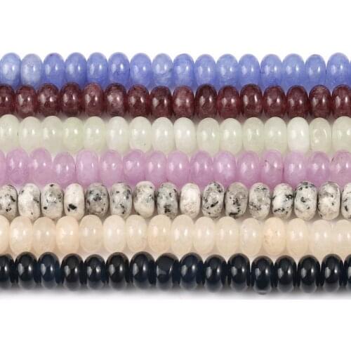 5x8mm Natural Stone Oblate Angelite Tourmaline Beads Rondelle Loose Spacer Beads For Jewelry Making Diy Bracelet Accessories