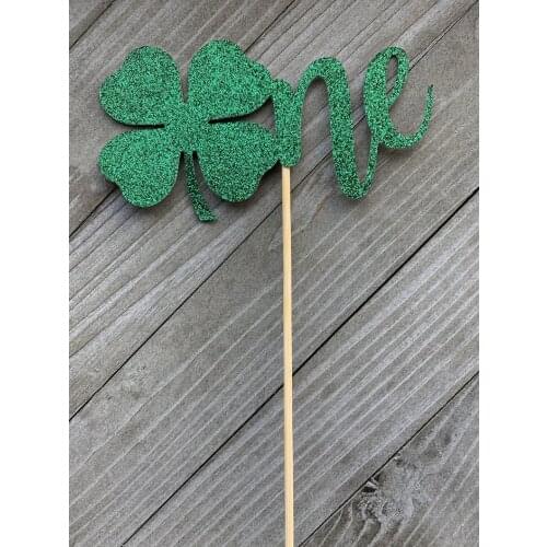 6pcs Green Glitter Shamrock Cake Topper Four Leaf Clover Cake TopperCenterpiece Patty s Day Birthday PatricksDay
