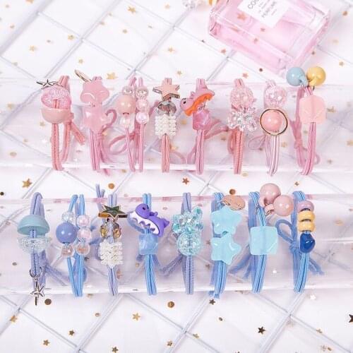 8PCS Kawaii Cartoon Hair Rope Elastic Hair Rubber Bands Accessories For Girls Children Tie Hair Ring Rope Line Headdress Holder