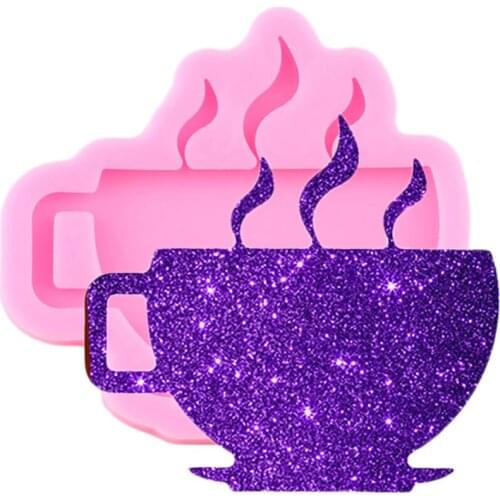 Shiny Glossy Coffee Cup Shape Silicone Mold DIY Craft Keychain Epoxy Resin Molds Polymer Clay Necklace Jewelry Making Moulds