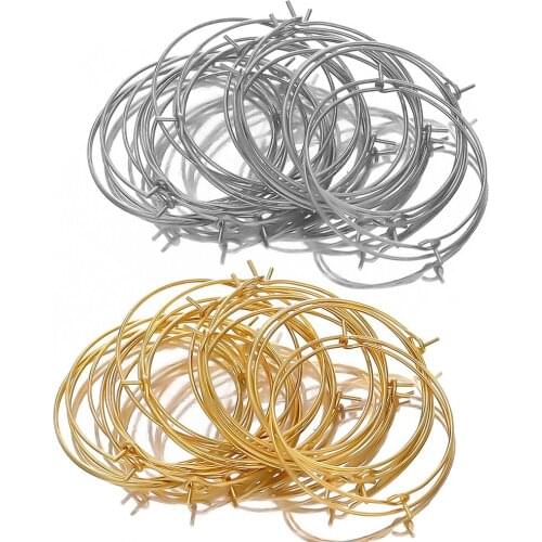 20pcs 18K Gold Stainless Steel 20mm 30mm Big Circle Wire Earrings Hoops Loop DIY Dangle Drop Earring Jewelry Making Accessories