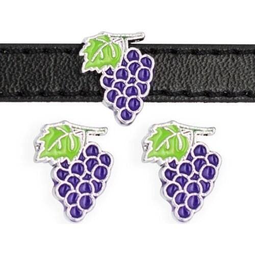 8mm Hole Purple Vitis Grape Fruit Slide Charms Beads DIY Accessories Handmade Jewelry For 8mm Bracelets Key Chains Pet Collar