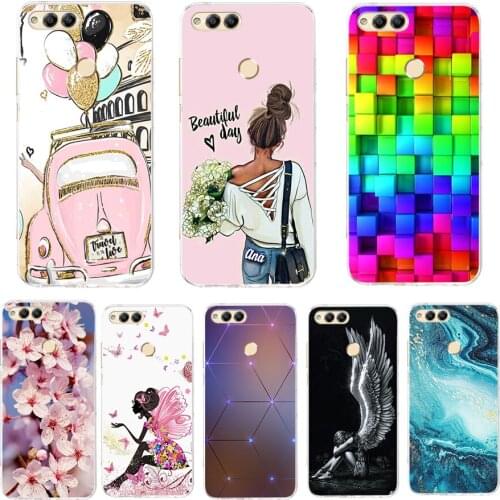Cover phone case for huawei honor 7X soft tpu silicon back cover full protective printing Honor 7x transparent clear coque