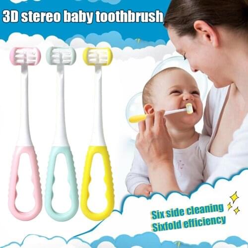 Baby Kids 3 Sided Silicone Safety Teeth Brush Oral Health Cleaner Dental Clean Toothbrush Oral Care For Children Aged 3-15